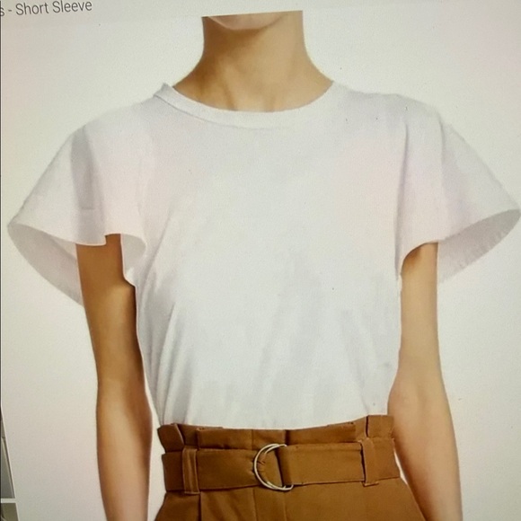 NWOT A.L.C. White flutter Sleeve Tee - Picture 7 of 7